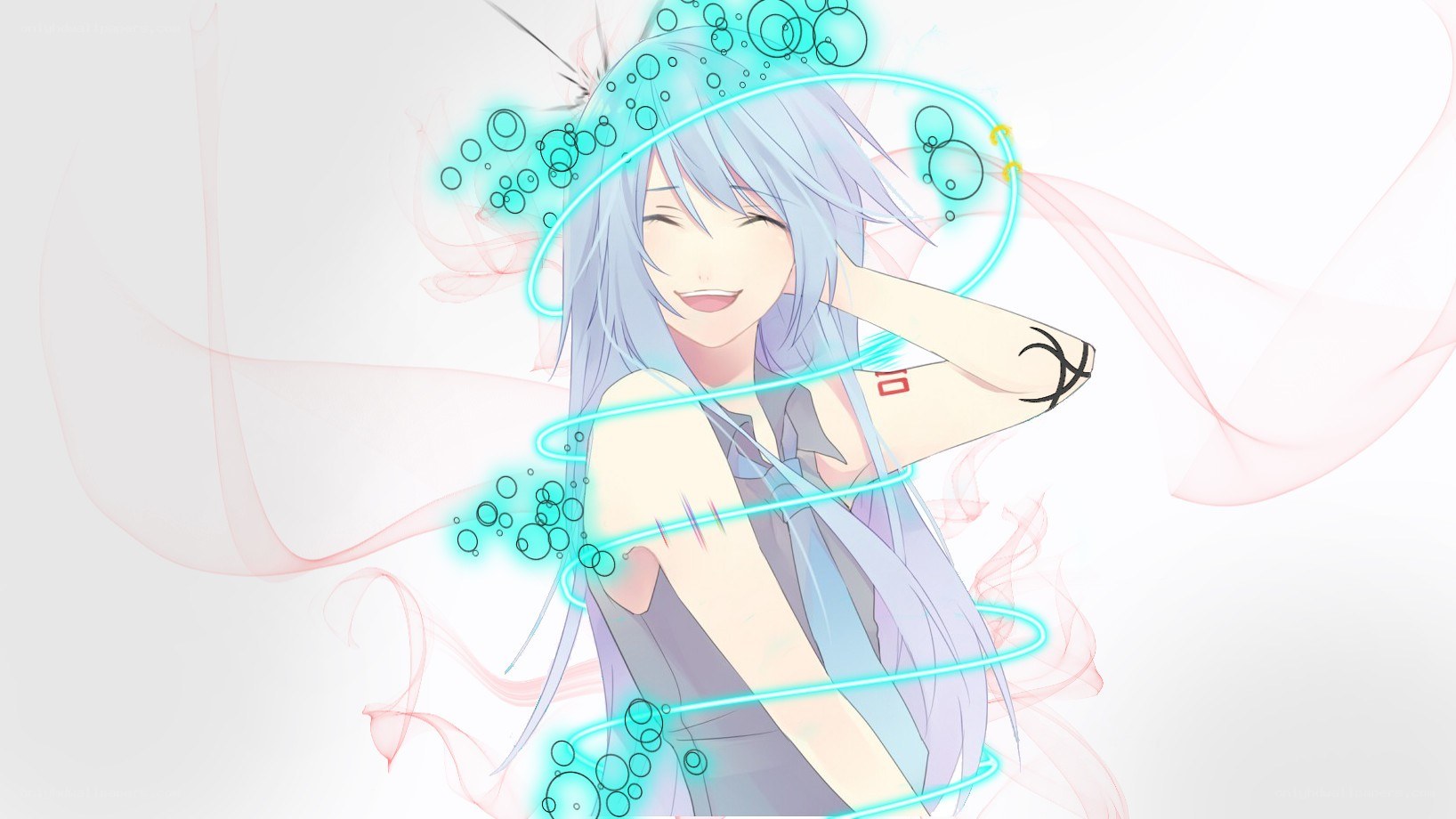 anime character with glowing rings
