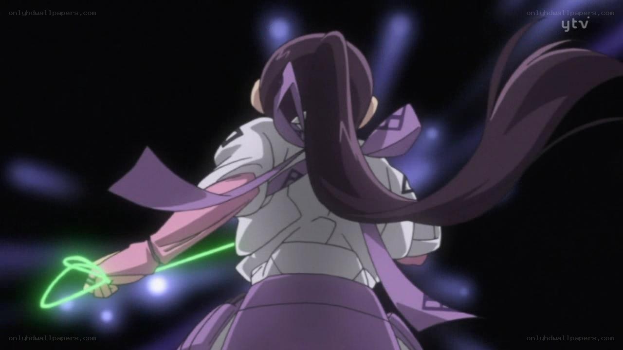 anime character with glowing staff