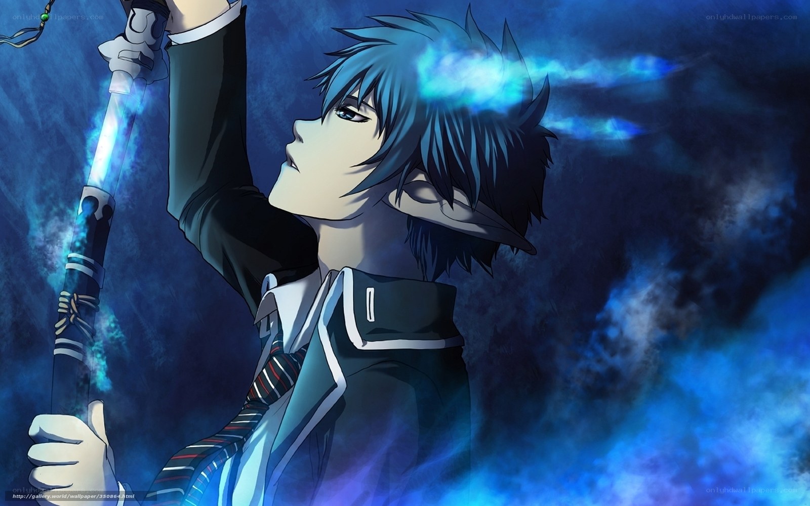 anime character with glowing staff