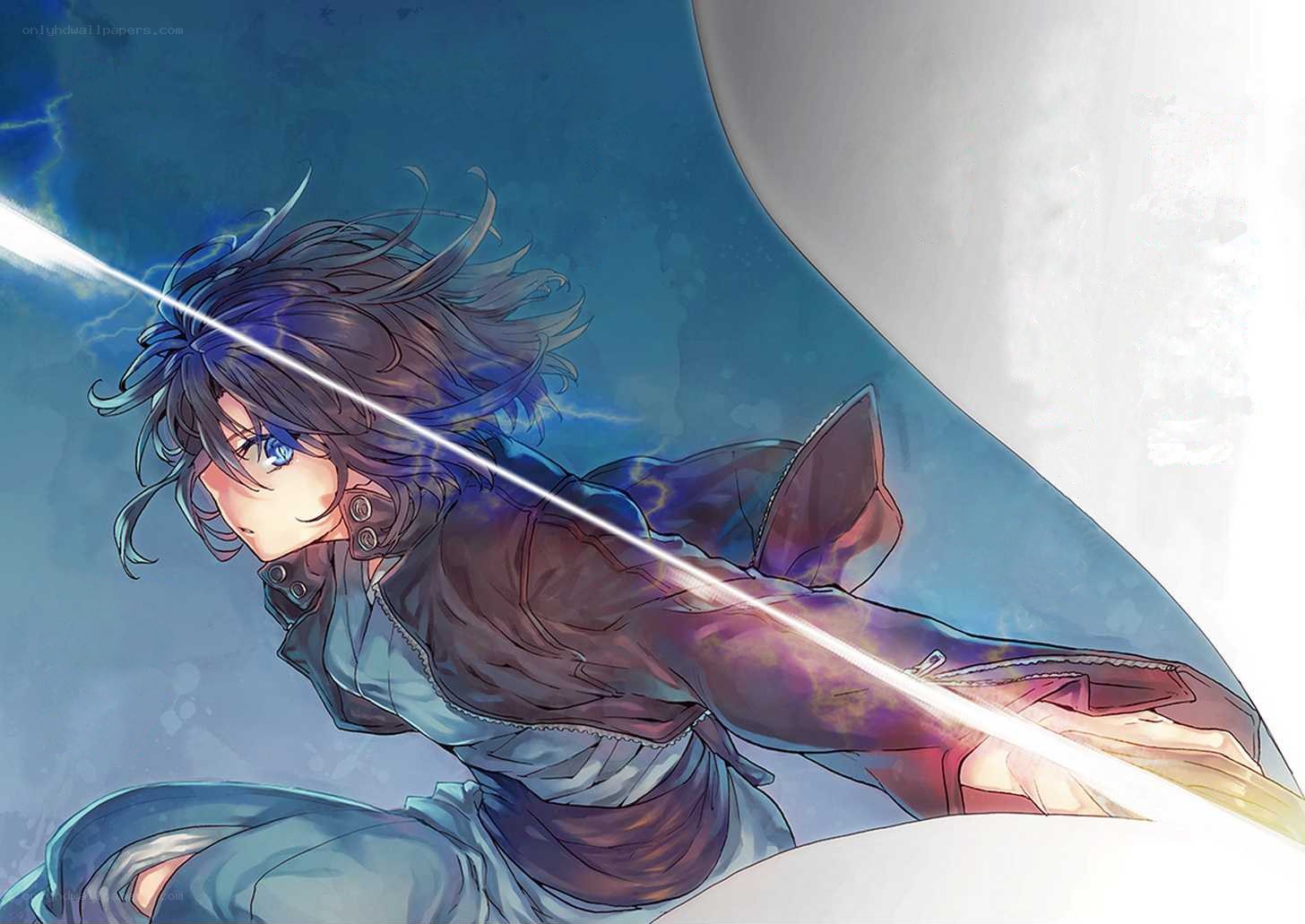 anime character with glowing sword