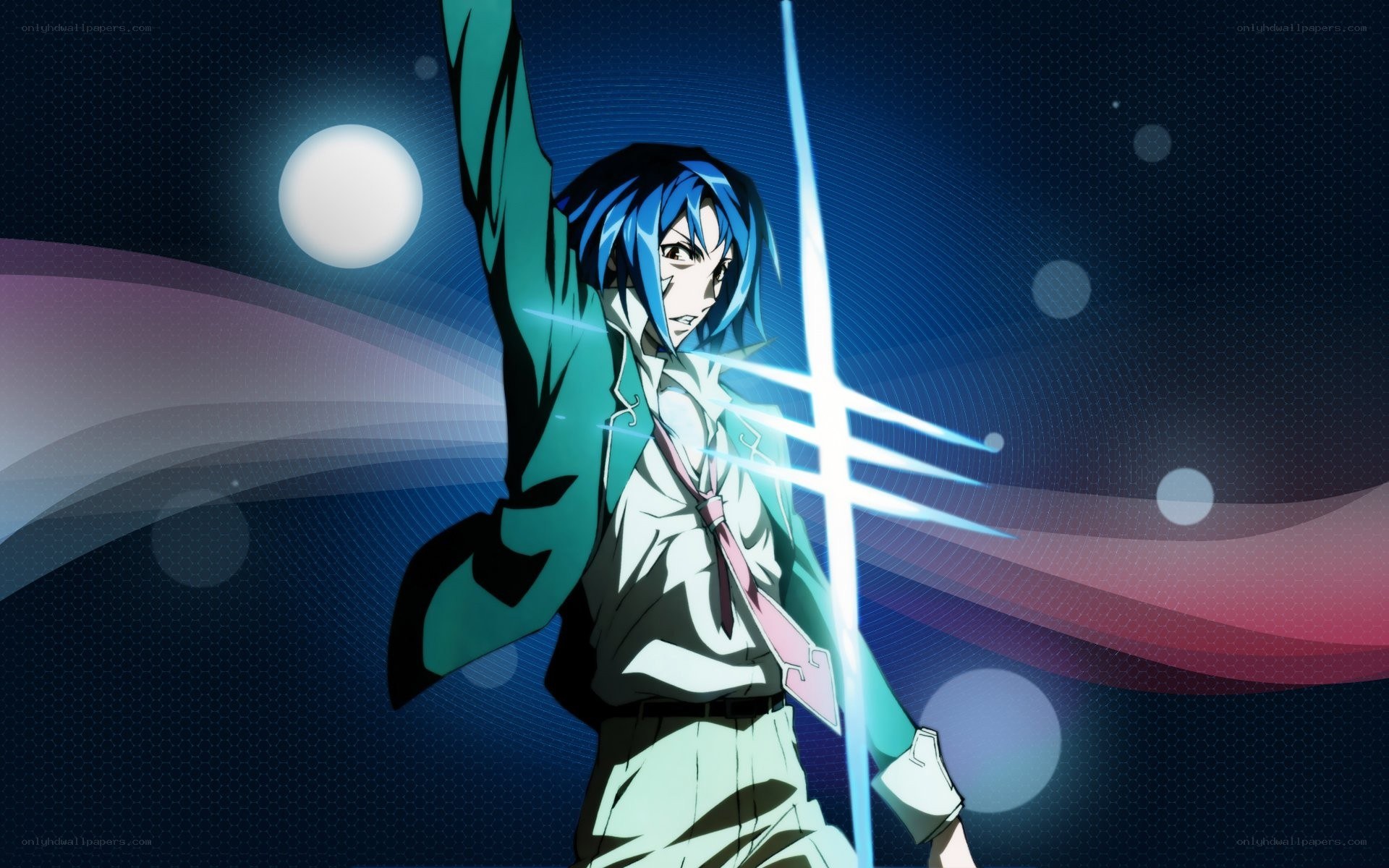 anime character with glowing sword