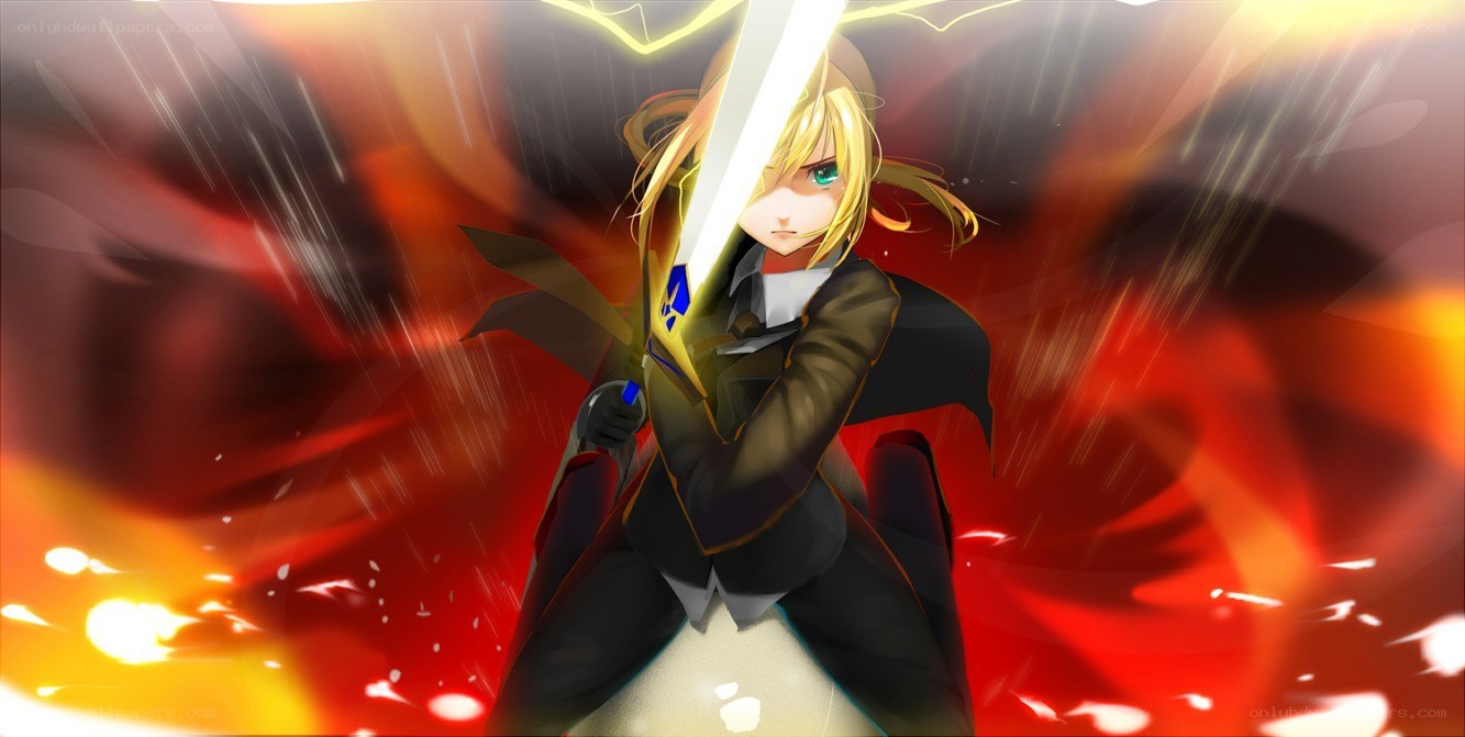 anime character with glowing sword