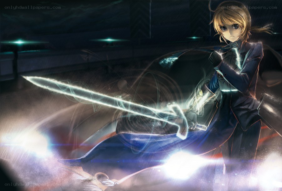 anime character with glowing sword