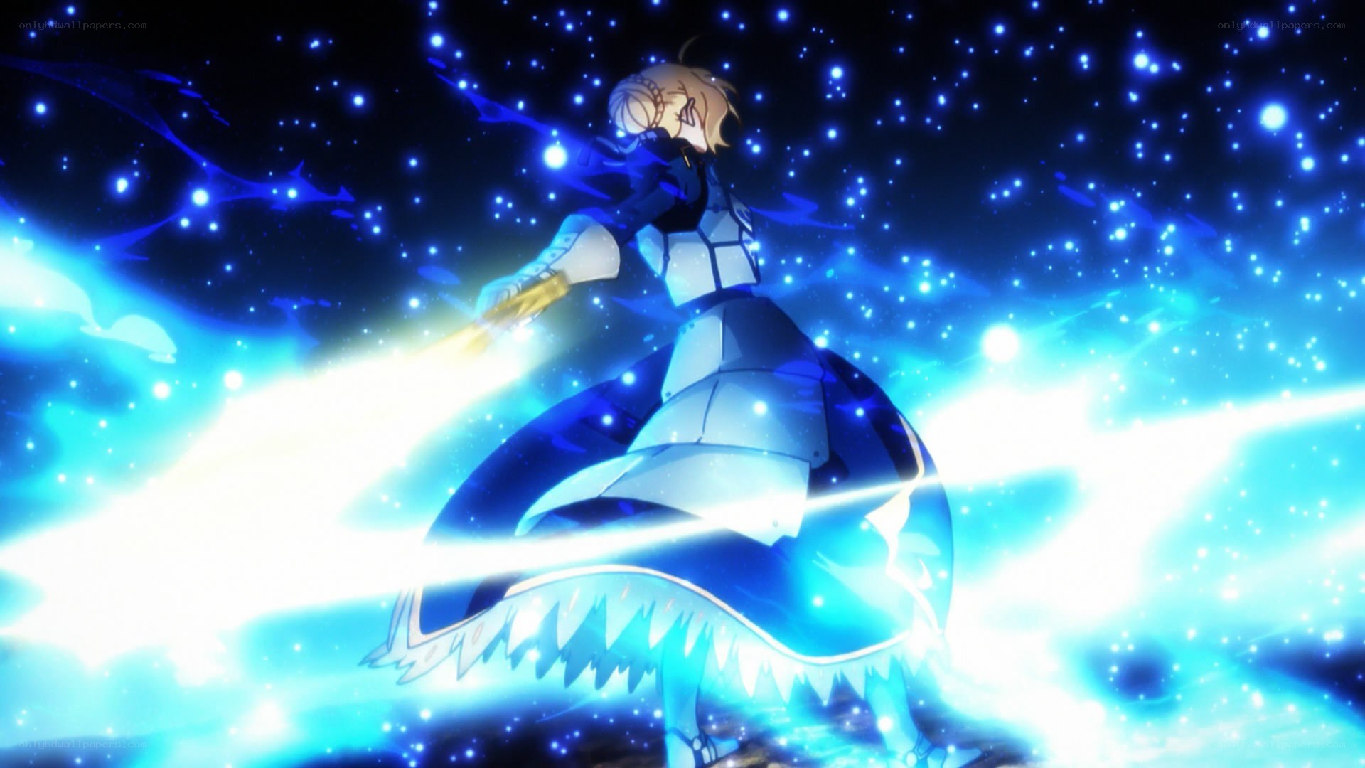 anime character with glowing sword