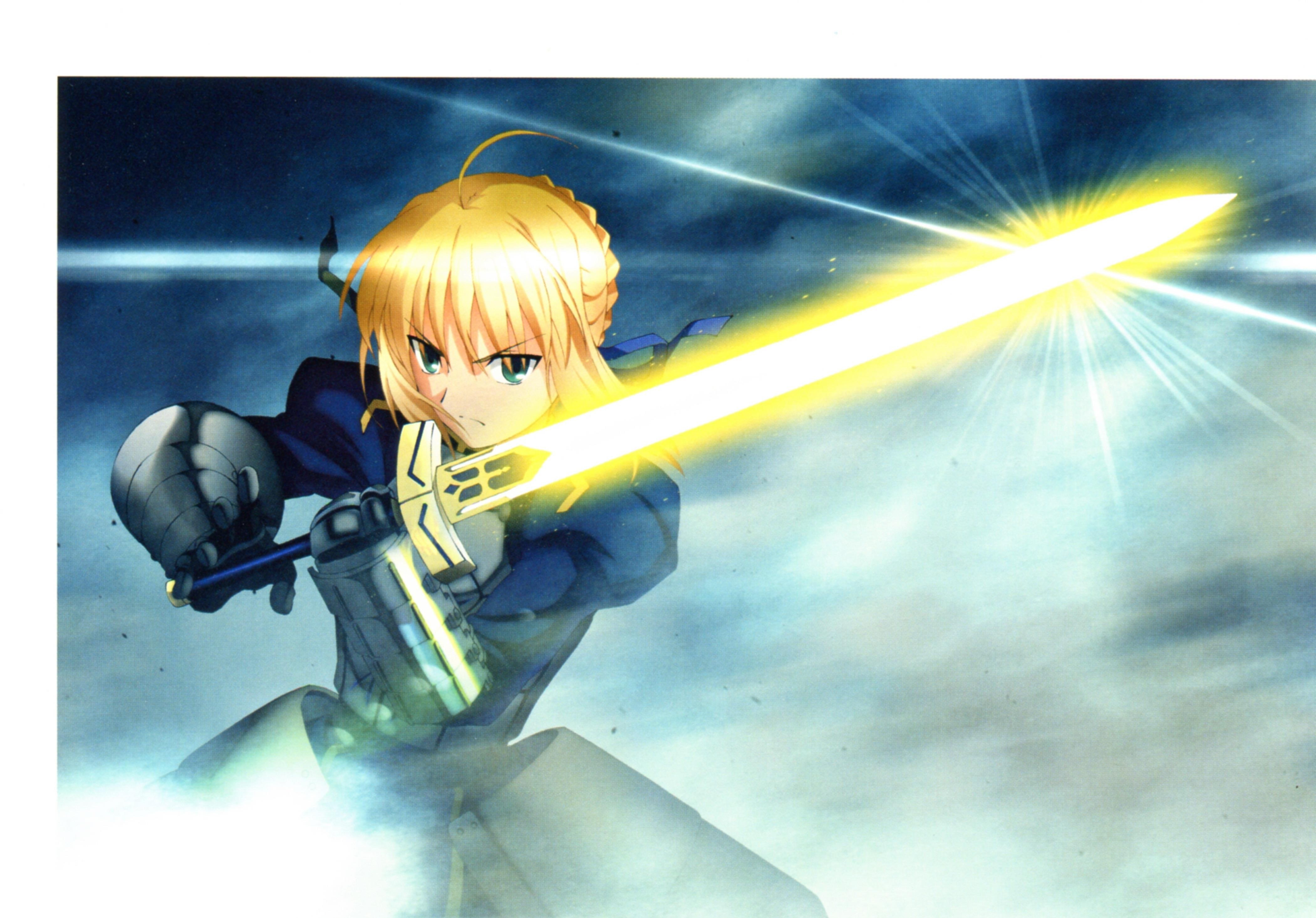 anime character with glowing sword