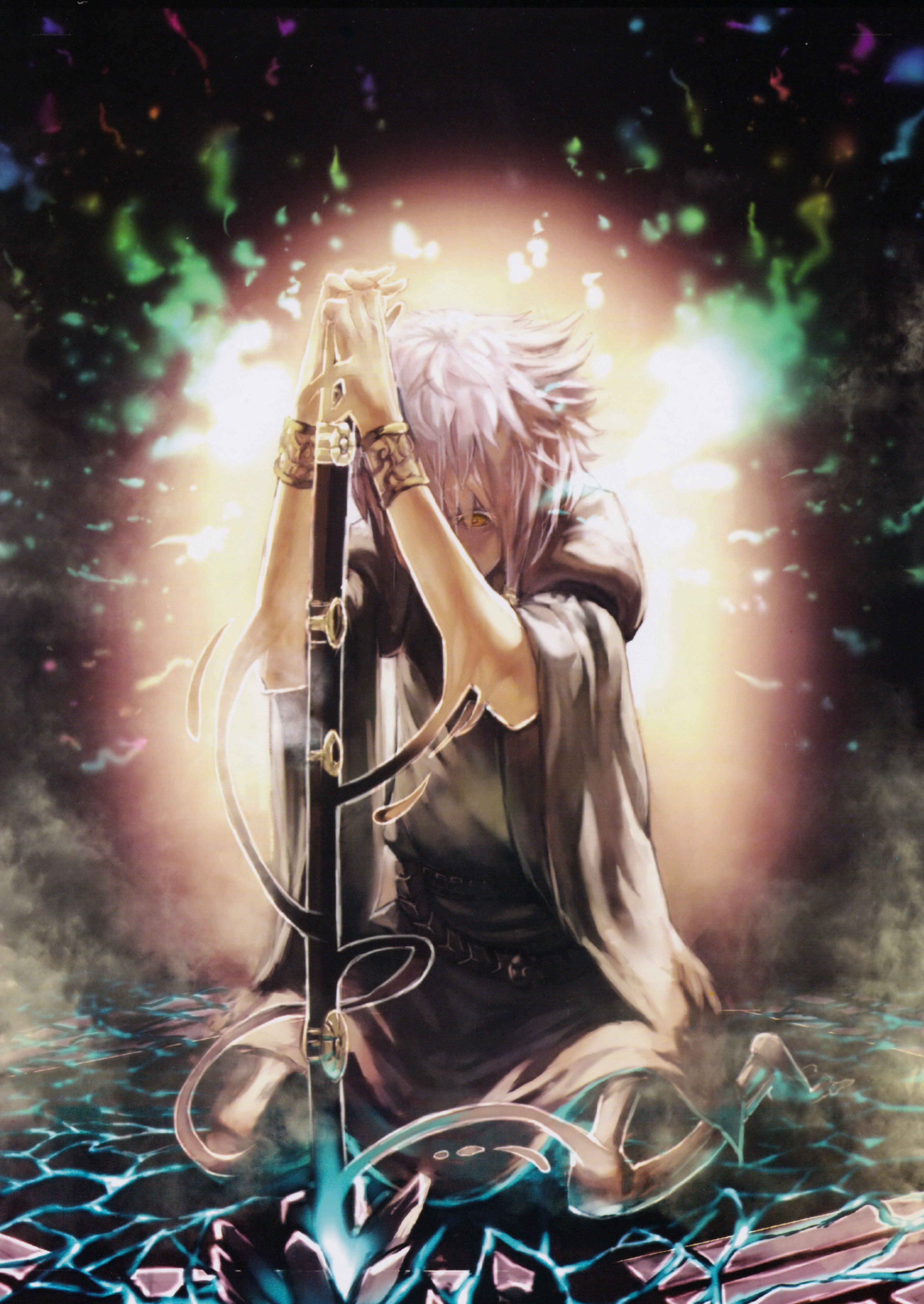 anime character with glowing sword