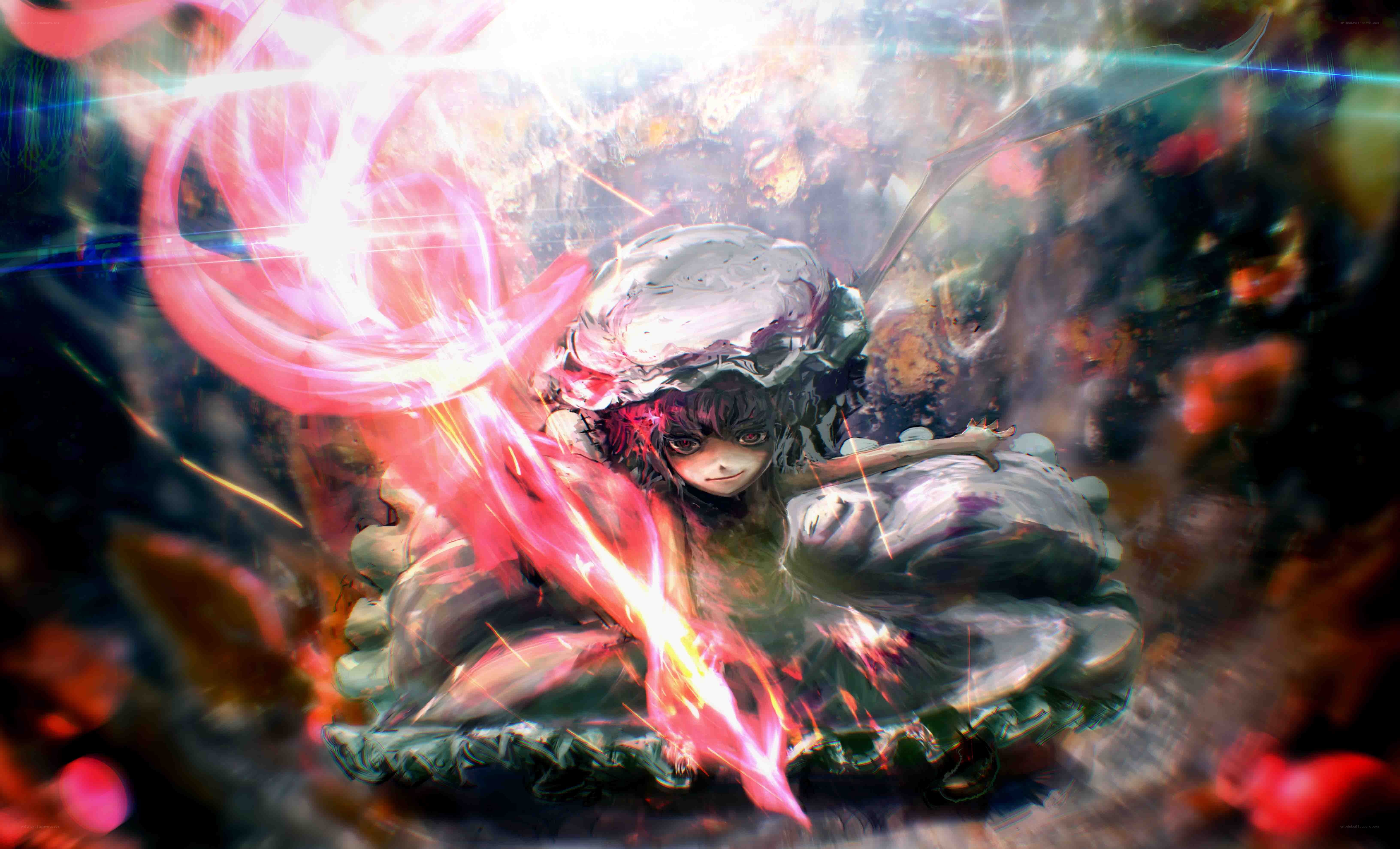 anime character with glowing weapon