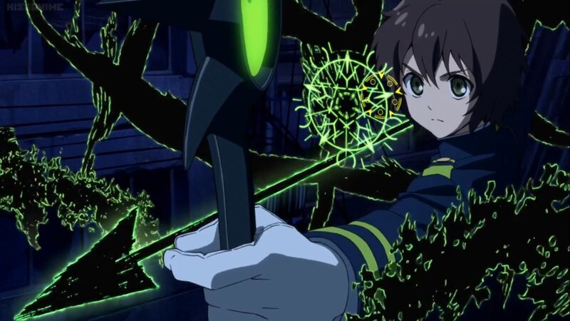 Anime Character with Glowing Weapon — Green