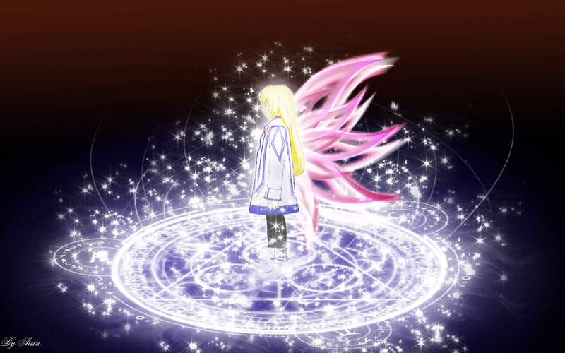anime character with glowing wings