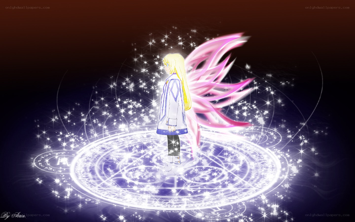 anime character with glowing wings