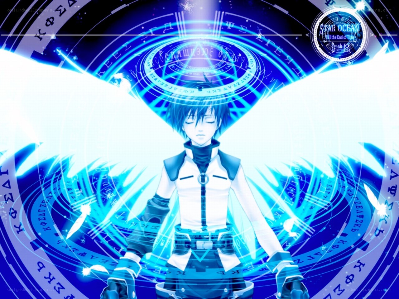 anime character with glowing wings