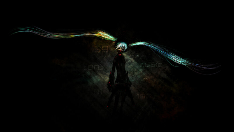 Anime Character with Glowing Wings — Black