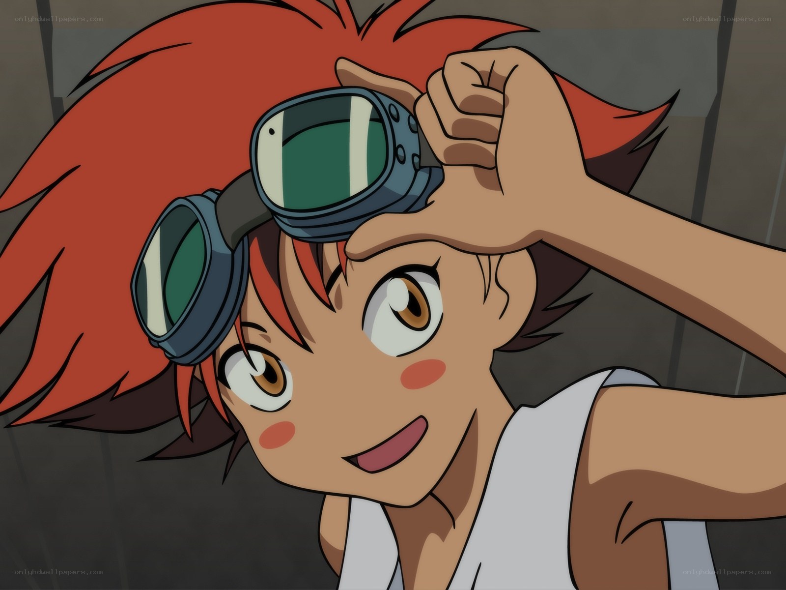 anime character with goggles