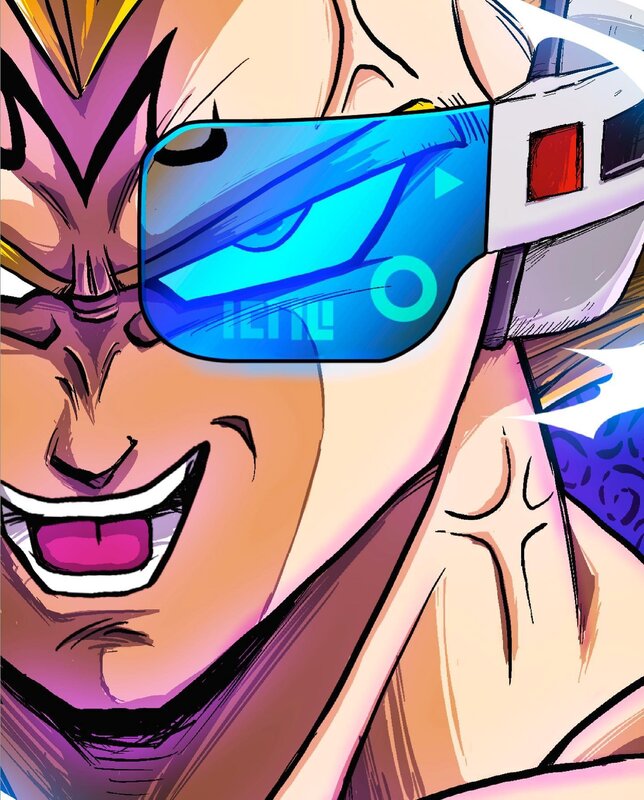 Anime Character with Goggles — Blue, Intense