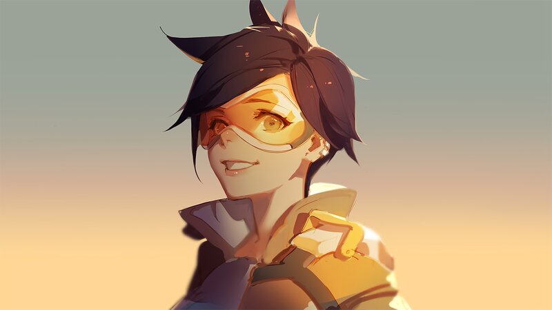 Anime Character with Goggles — Yellow, Calm