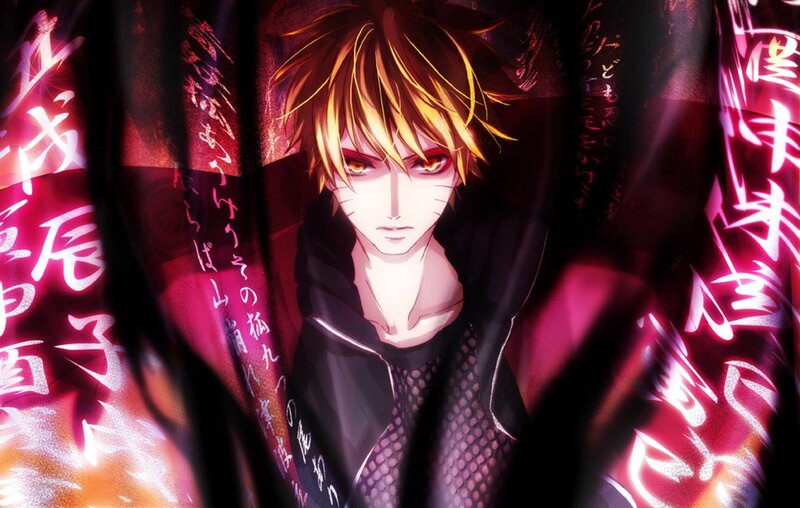 Anime Character with Golden Hair — Black, Dramatic
