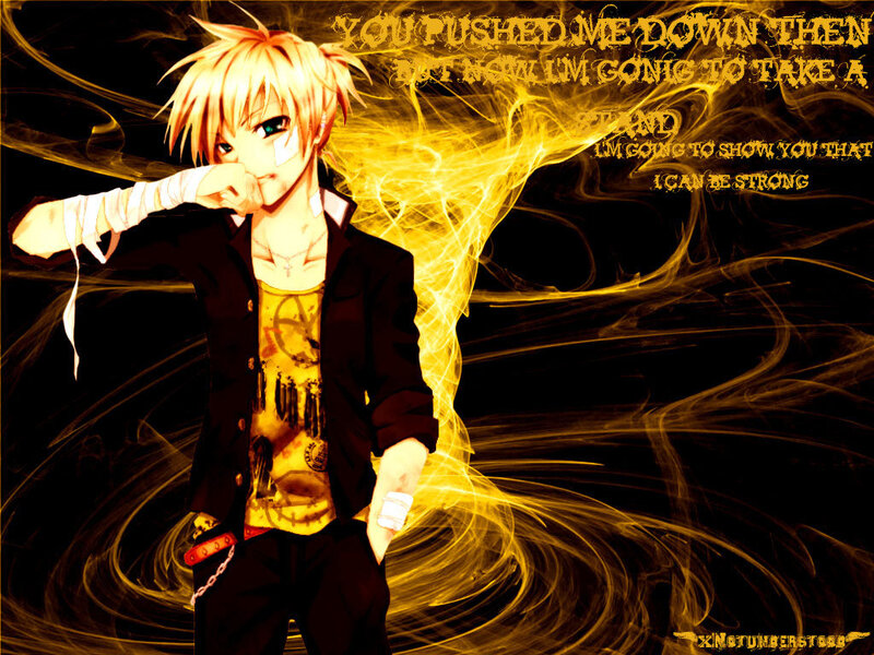 Anime Character with Golden Hair — Black