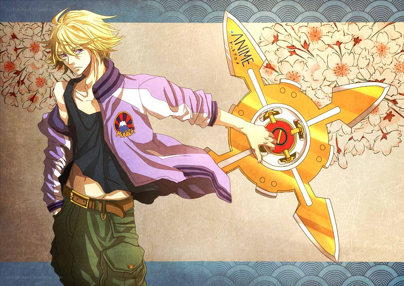 Anime character with golden weapon
