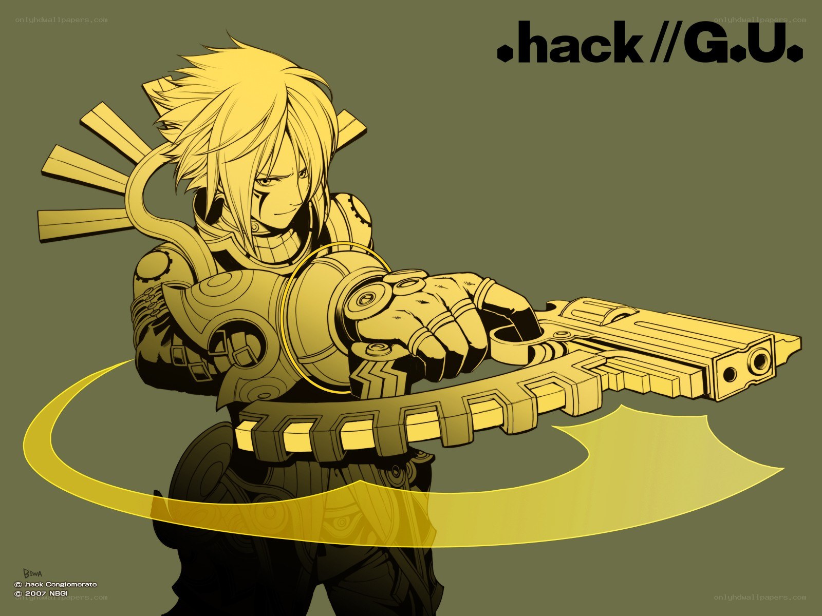 Anime character with golden weapon