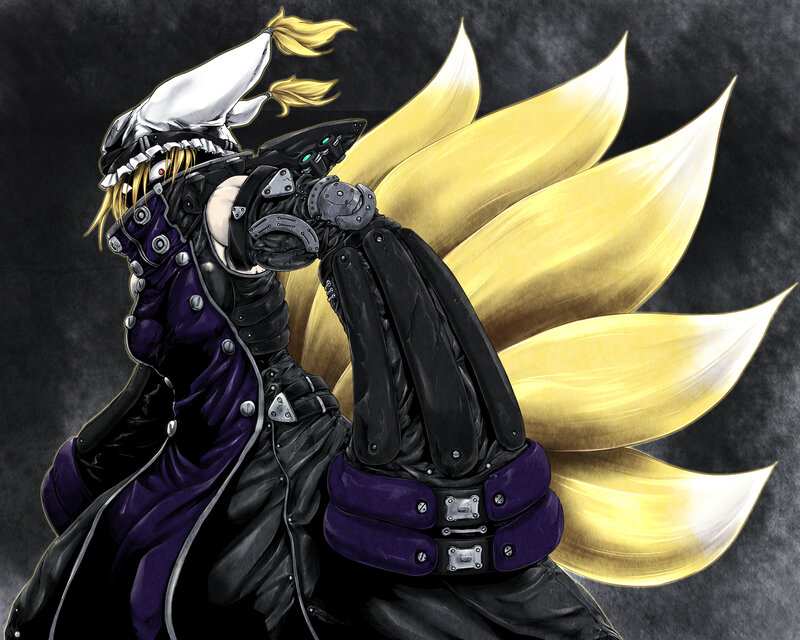 Anime Character with Golden Wings — Black