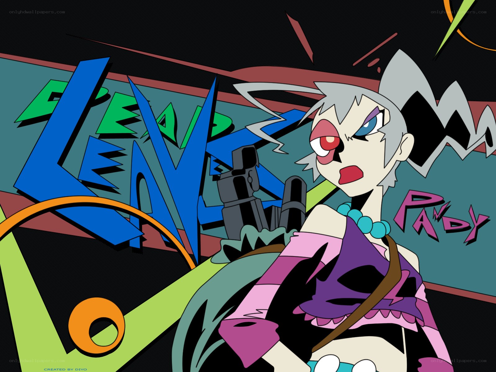 anime character with graffiti background
