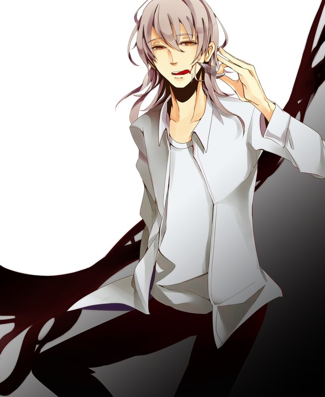 Anime Character with Gray Hair — White