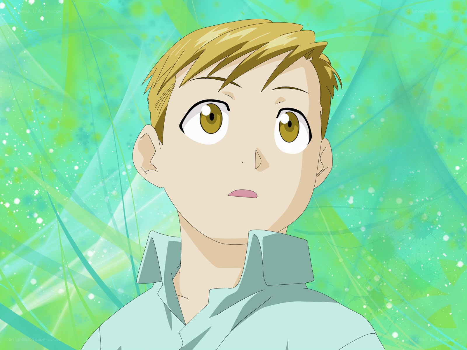 anime character with green background