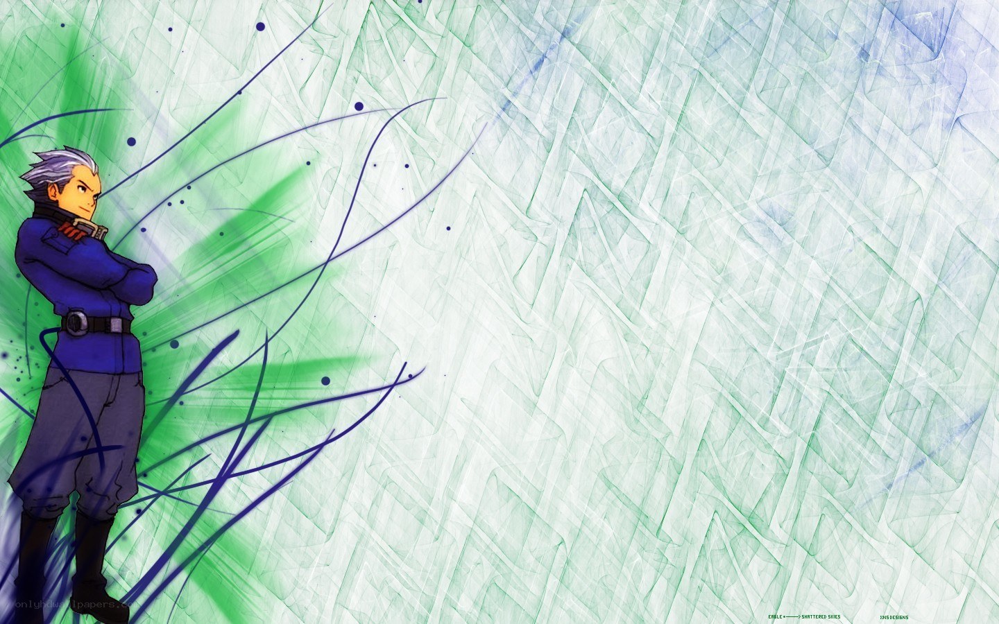 anime character with green background