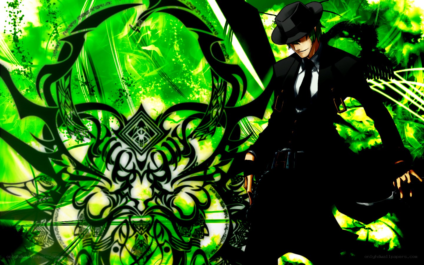 anime character with green background