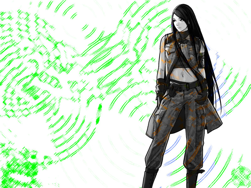 anime character with green background