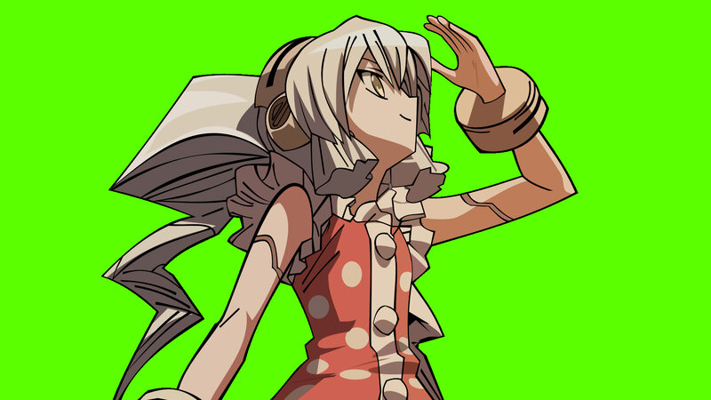 anime character with green background