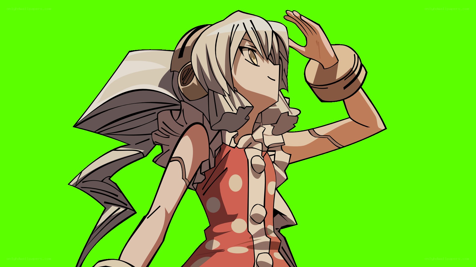 anime character with green background