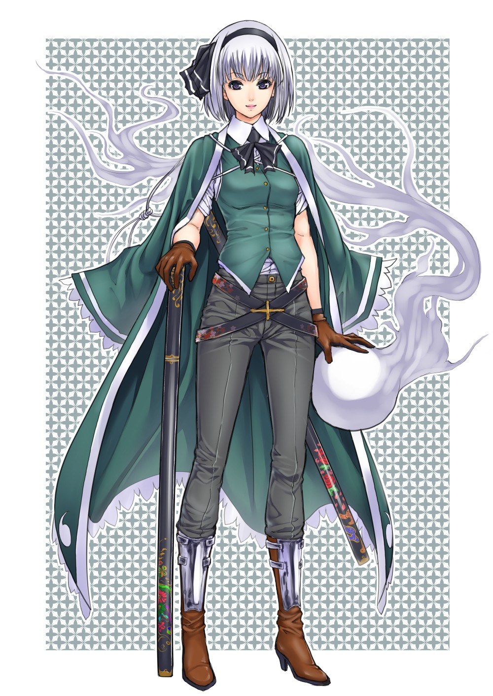 anime character with green cloak