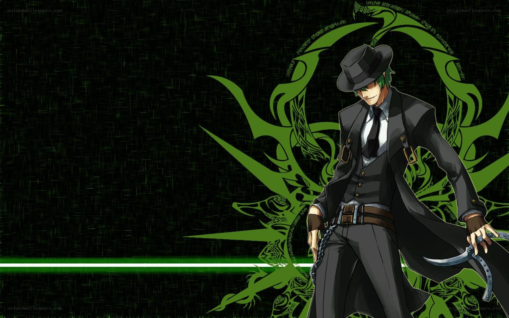 anime character with green dragon