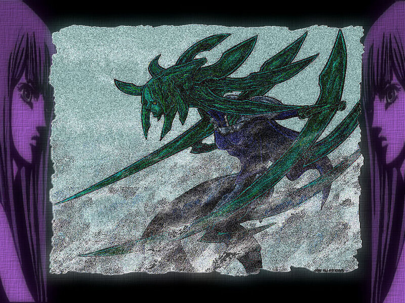 Anime character with green dragon