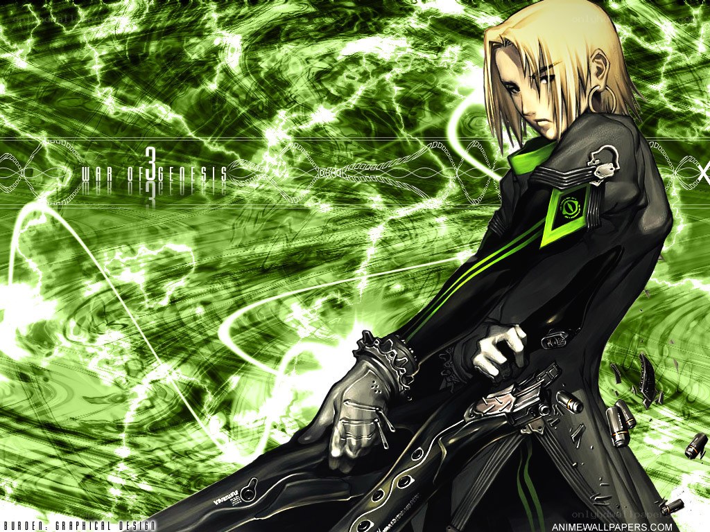Anime character with green energy background