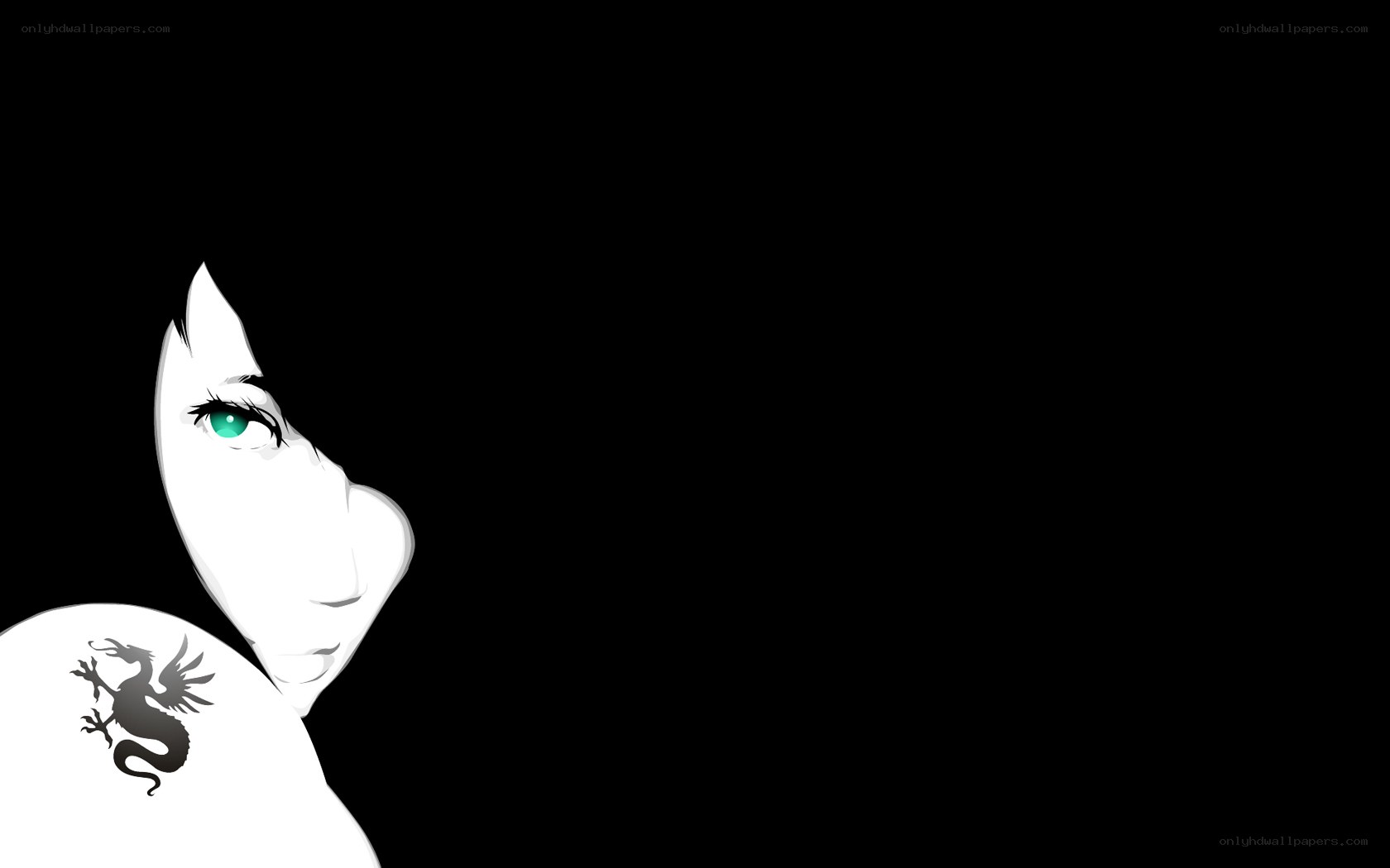 anime character with green eye