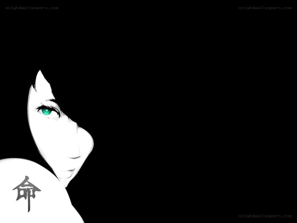 anime character with green eye