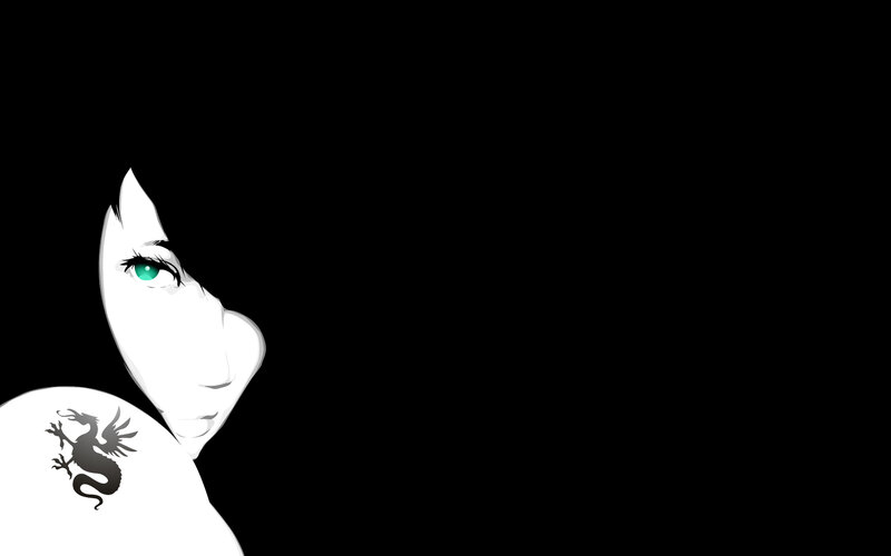 Anime Character with Green Eye — Black, Dramatic