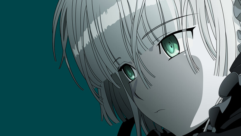 anime character with green eyes