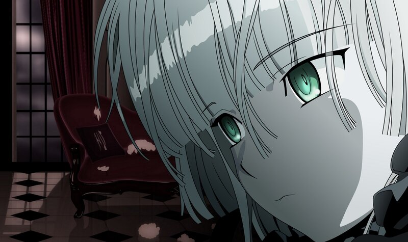 anime character with green eyes