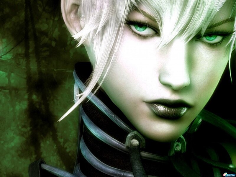 anime character with green eyes