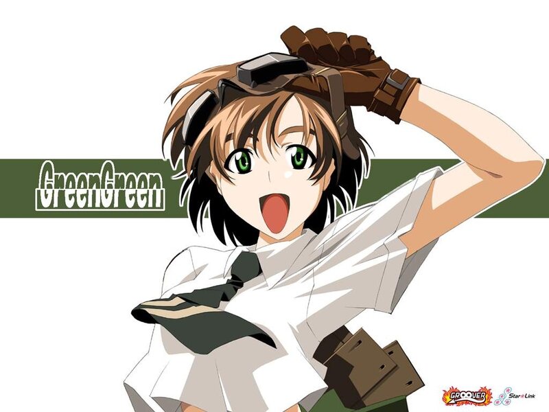 anime character with green eyes