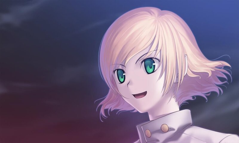 anime character with green eyes