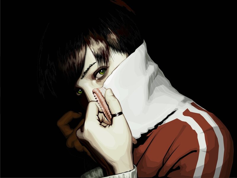anime character with green eyes