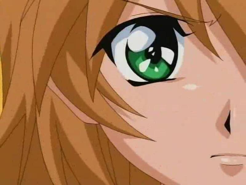 anime character with green eyes
