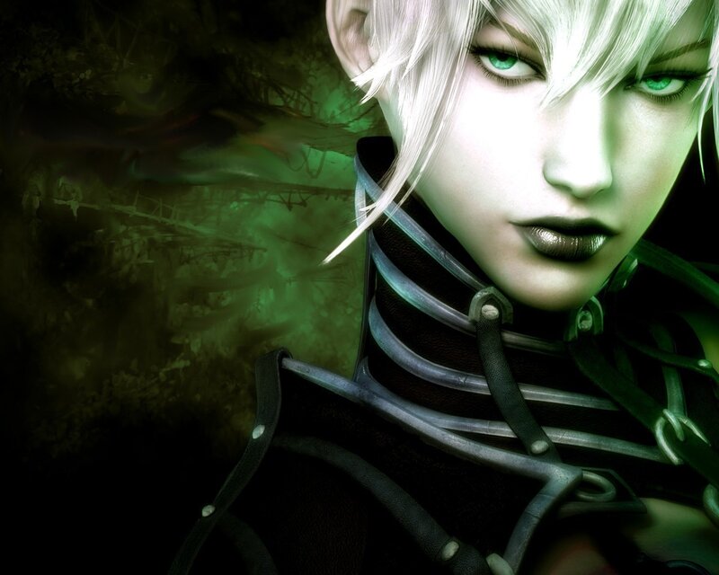 anime character with green eyes