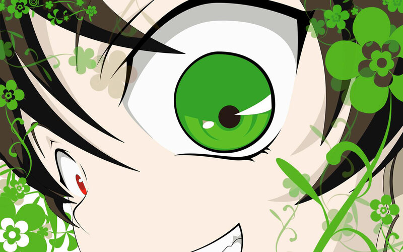 anime character with green eyes