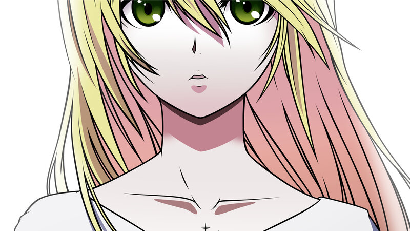 anime character with green eyes