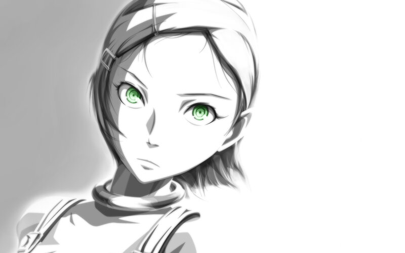 anime character with green eyes
